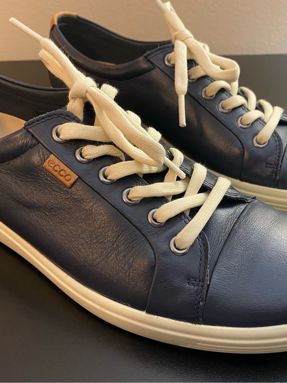 ECCO Soft 7 Mens Blue Leather Low Top Sneakers Shoes Size EU 42 US 8-8.5